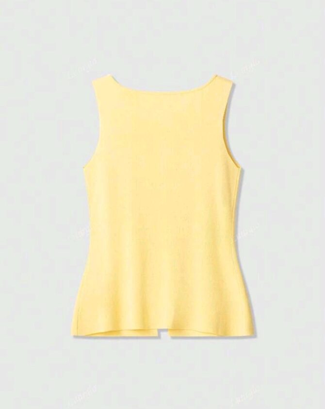 Button Embellished Solid Color Knit Vest - Image 9
