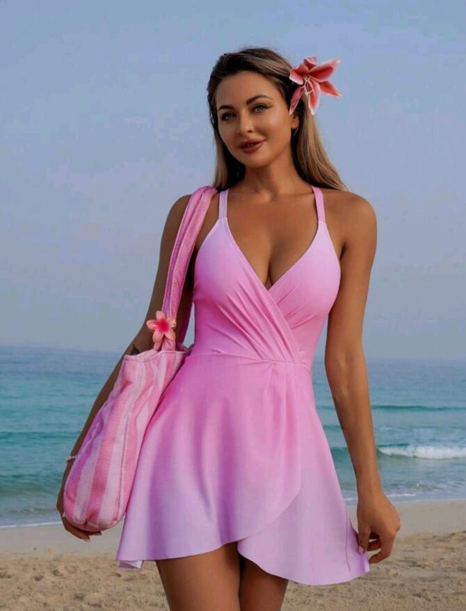 Spaghetti Strap One-Piece Swimsuit, Fashionable For Summer