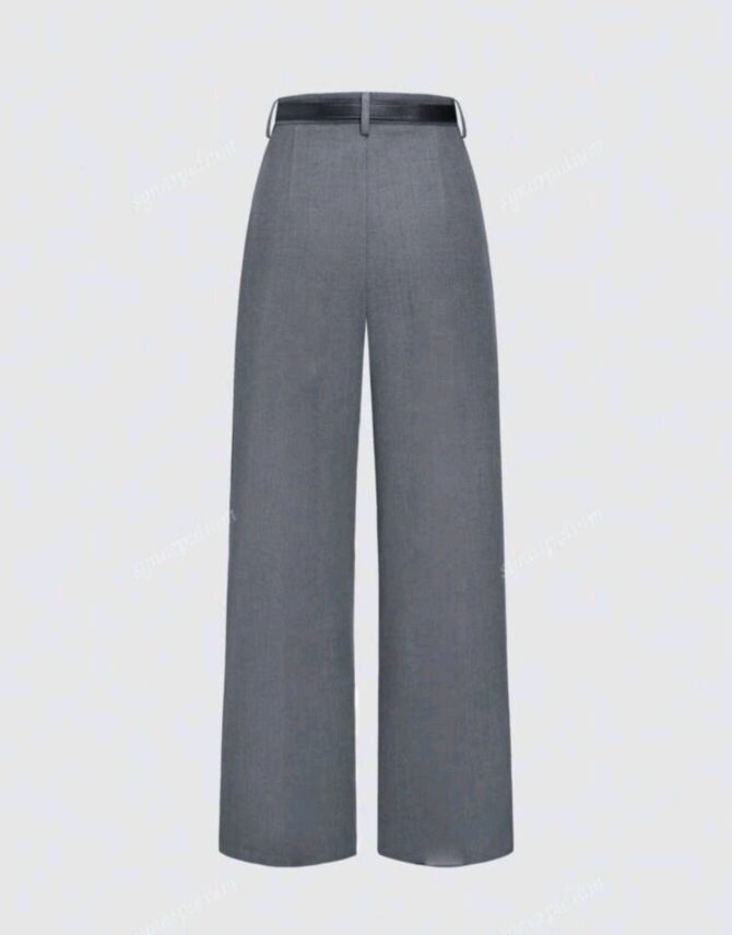 Waist Solid Color Elegant Straight-Leg Pants With Belt - Image 5