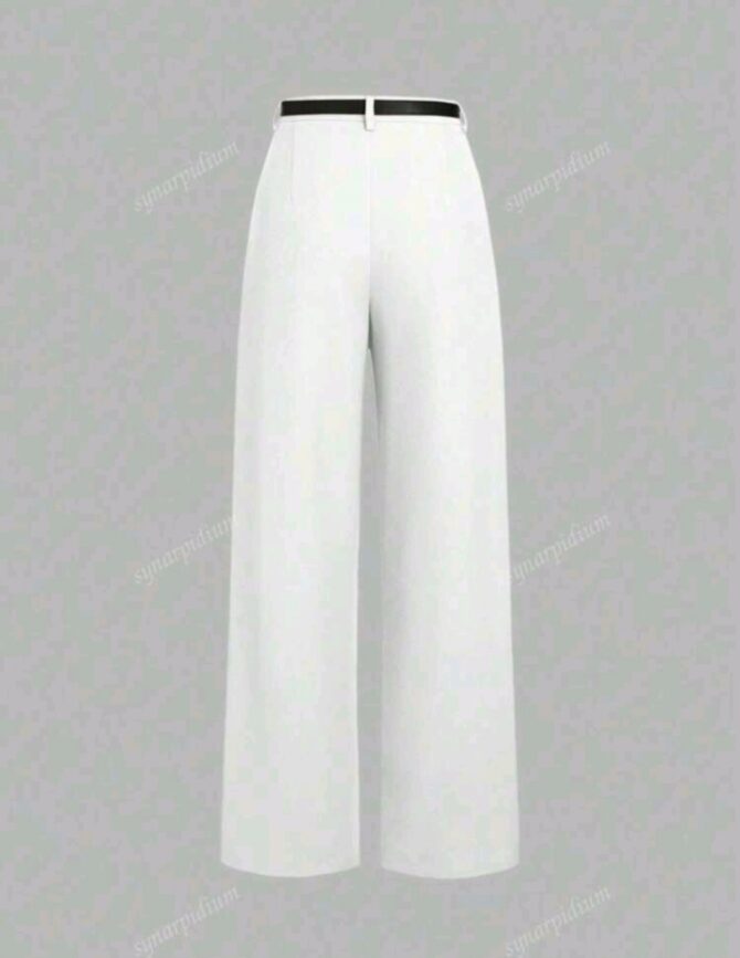 Waist Solid Color Elegant Straight-Leg Pants With Belt - Image 7
