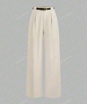 Waist Solid Color Elegant Straight-Leg Pants With Belt