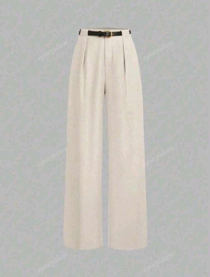 Waist Solid Color Elegant Straight-Leg Pants With Belt