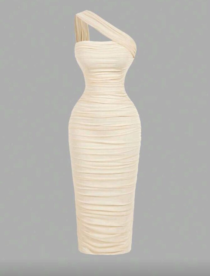 Women's Vintage Asymmetric Ruched Sleeveless Dress
