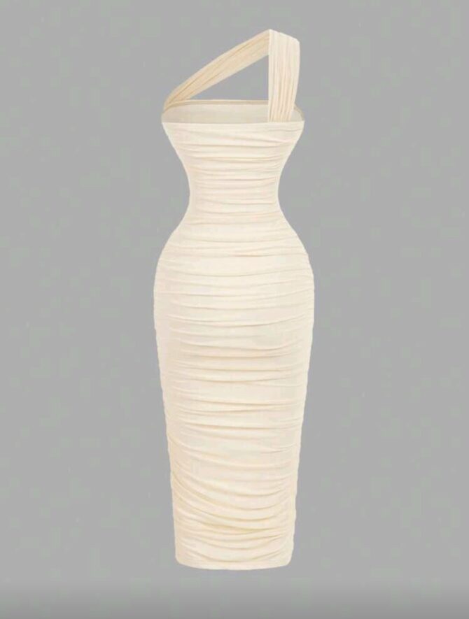 Women's Vintage Asymmetric Ruched Sleeveless Dress - Image 2