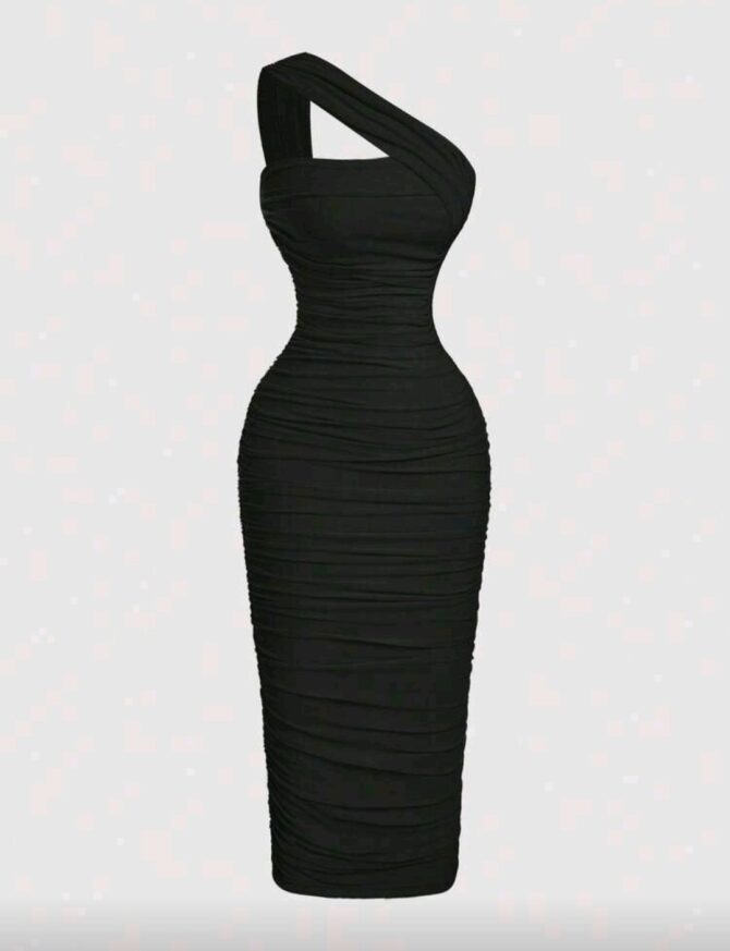 Women's Vintage Asymmetric Ruched Sleeveless Dress - Image 5