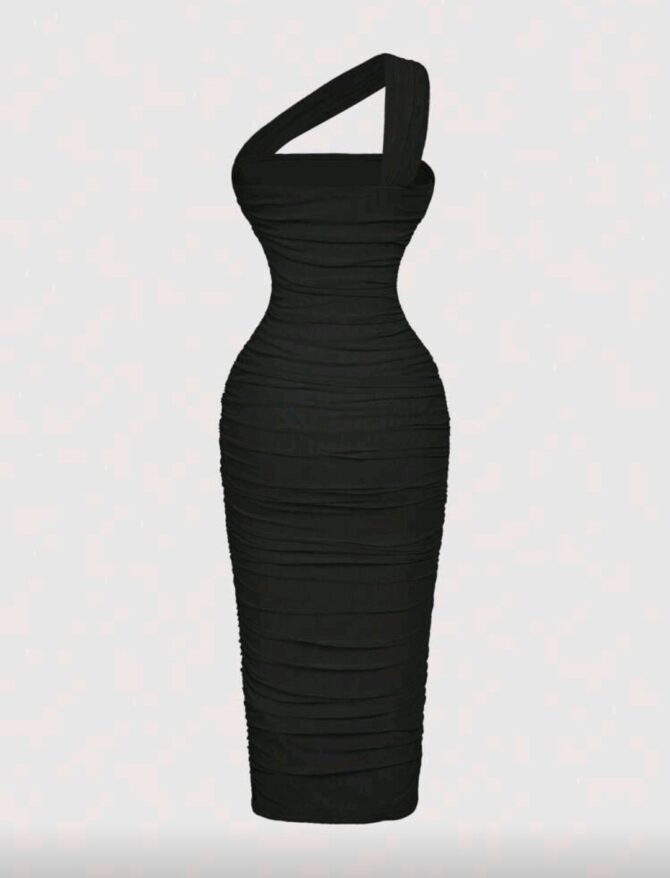 Women's Vintage Asymmetric Ruched Sleeveless Dress - Image 6