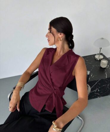 Simple Elegant Commuter Wrap Tie blouse