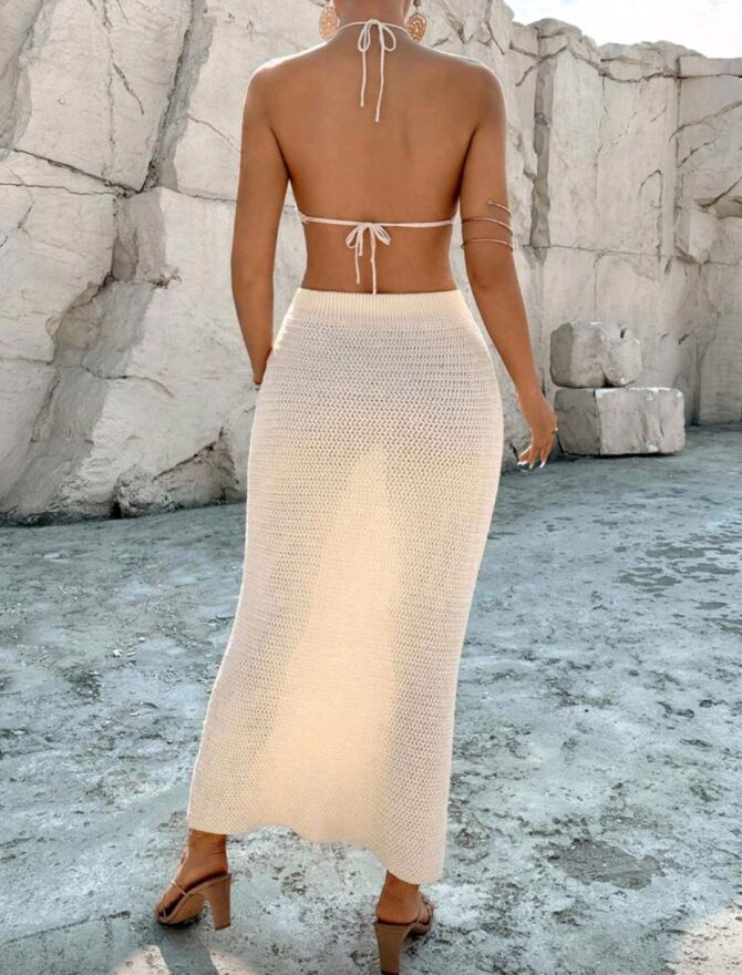 Breezaya Leisure Vacation Halter Top & Skirt & Sweater 2pcs Set - Image 2