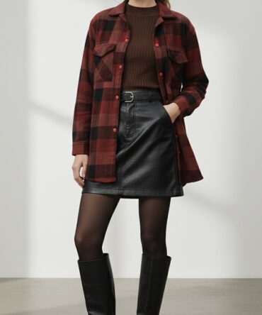 Plaid midi shirt