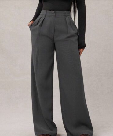 Fashion Oversized Wide Leg Pants, Commuter Trousers Brown Wide Leg Pants Suit Pants In Fall/Winter High Waisted Pants Grey Pants