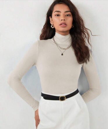 Turtleneck Slim Fit Blouse Uniform