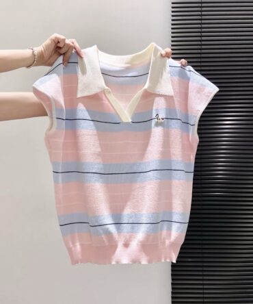 Stripped polo T-shirt