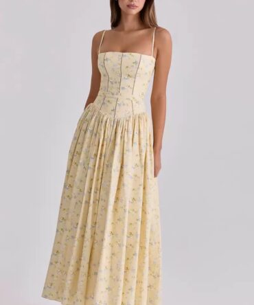 Floral Ditsy Print Spaghetti Strap Back Tie Up Dress