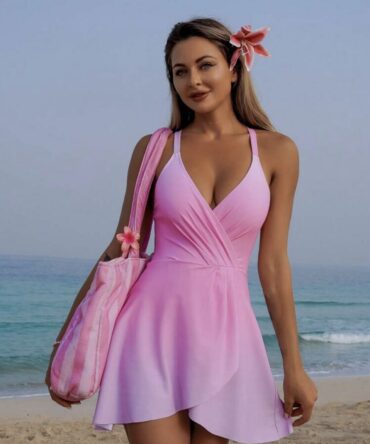 Swim 1pc Women's Solid Color Spaghetti Strap One-Piece Swimsuit, Fashionable For Summer