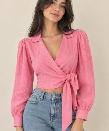 Pink & Orange Wrap Blouse
