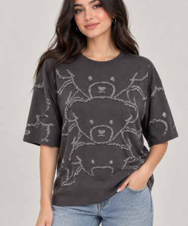 Rhinestone Crown Oversized T-Shirt