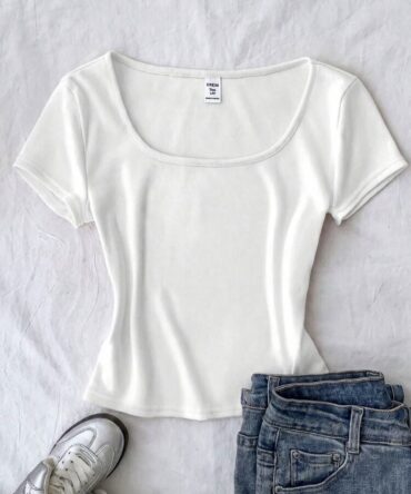 Women's Solid Color Ruched Slim Fit Versatile Minimalist Simple Casual Short Sleeve T-Shirt Everyday Daytime Black Summer Night Office